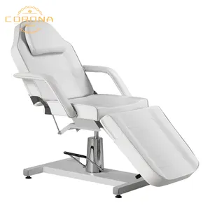 Vente chaude Meubles De Salon De Beauté Base En Acier Inoxydable Blanc Chaise Faciale Hydraulique Lit De Massage De Beauté