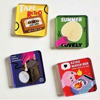Aimant de réfrigérateur personnalisé en acrylique, style dessiné à la main Kawaii, cadeau mignon pour étudiant, découpé, aimant noir de 3 mm, décoration de réfrigérateur
