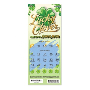 Fournisseur de loteries à gratter porte-bonheur, design trèfle à quatre feuilles vert, loterie personnalisée, grand prix - Product Image 3