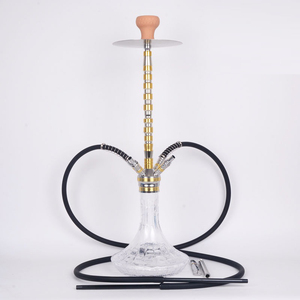 Grand Ensemble de Chicha Électronique Dorée, 4 Tuyaux, Design Arabe, Acier Inoxydable, Verre, Technique Miroir, Boîte, Usine Directe de Yiwu - Product Image 4