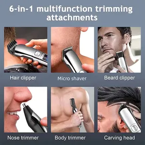 Waterproof Six-in-one Rechargeable Mens Hair Trimmers Clippers Cordless Body Face Beard Grooming Set Electric Razor Shavers