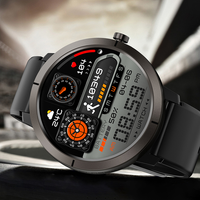 5ATM Waterproof Smartwatch Fitness Tracker Outdoor Sports Compass Altitude Barometer AMOLED GPS Smart Watch DM76