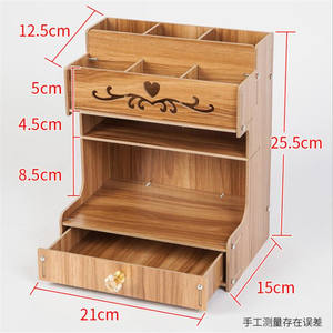 עט מארגן שולחן מחזיק עיפרון עץ שולחן עבודה מכתבים אחסון עם 9 תאים עבור בית אמנות משרד ציוד לבית ספר - Product Image 5