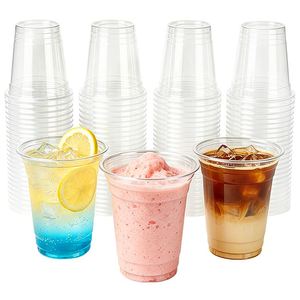 Gobelet à café glacé jetable en plastique PET transparent de 14 oz (98 mm) avec estampage doré et impression numérique pour café et boissons – Vente directe usine - Product Image 1