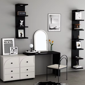 Estante de almacenamiento multicapa de fabricación personalizada de madera montado en la pared sala de estar decoración del hogar estantería de pared con Led - Product Image 5