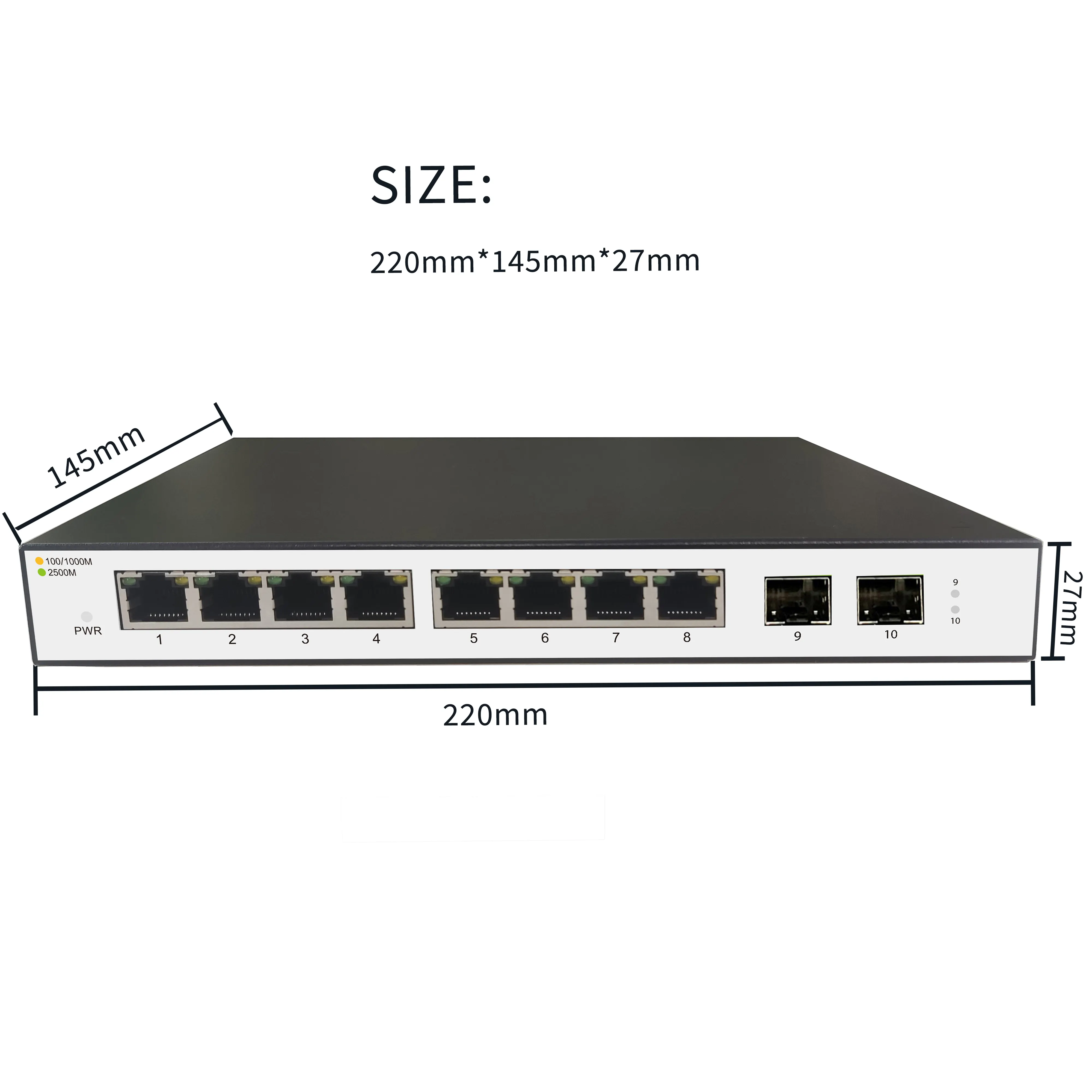 8*10M/100M/1000M/2.5G/10G SFP Desktop Ethernet Network Switch High Performance Desktop Switch