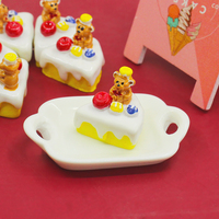 Kawaii ours gâteau dessin animé résine Flatback Cabochon pour album à faire soi-même porte-clés pendentif maison de poupée Miniature nourriture jouets