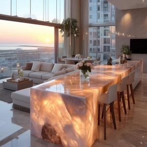 Yushi phong cách Châu Âu sang trọng bằng đá cẩm thạch bếp đảo Backlit tự nhiên Onyx nhà bếp Countertop cho biệt thự nhà bếp - Product Image 2