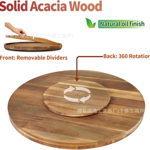 Wooden Round <b>Tray</b> Four Compartment <b>Snack</b> Platter For Cheese Fruit Meat Biscuits Household Serving Dish - Product Image 4