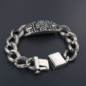 Men's <b>Titanium</b> Steel <b>Chain</b> Bracelet Cross Design Punk Style Jewelry CE240 - Product Image 3
