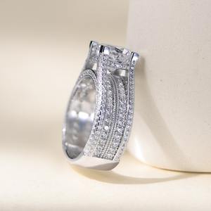 925 da donna di lusso in argento Sterling Ice Ou 5A anello in zircone cubico per matrimonio promessa di anelli di diamanti fornitore di gioielli - Product Image 4