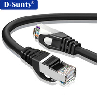 Kabel Patch Jumper Black Cat 6A Rj45 BC Shielded FTP Cat6A untuk Jaringan, POE 10m 20m 30m 50m Cat 6 8P8C Kabel Ethernet untuk PC