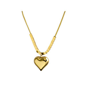 Collier pendentif cœur en acier inoxydable plaqué or 18 carats avec chaîne cubique, bijou pour femme, cadeau de fête - Product Image 4