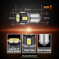 JiaChi 100PCS H6W T11 T4W W6W High Power Auto Car BA9S Led Light Accessories for Interior Bulb 5630Chip 6SMD Side Lamp Fog Light