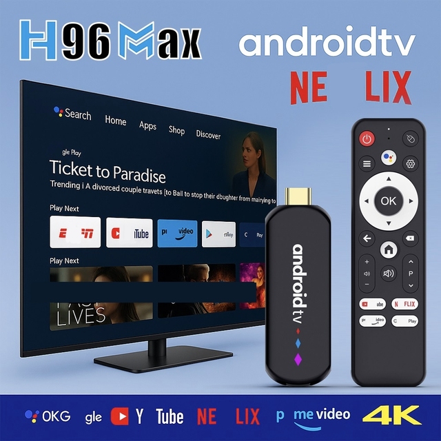 H96 Max Amlogic S905L Android 14.0 Streaming Smart TV Stick 4K HD 2GB RAM+16GB ROM 2.4G WiFi for Home Entertainment