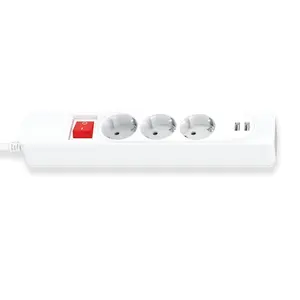3 way power strip of surge protector European standard USB charger extension cord power socket