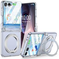 Coque de téléphone en PC rigide transparente avec électroplaqué et support 360° pour Samsung Galaxy Z Flip 8 7 6 avec charnière