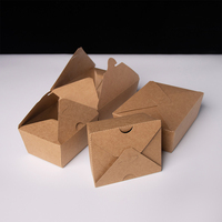 Biologisch afbreekbare wegwerp takeaway doos van kraft, opvouwbare lunch bento container met lipje, OEM aangepaste logo, groothandel, eco-vriendelijke voedselverpakking