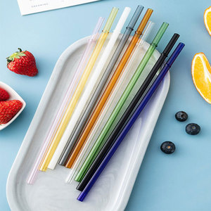 Pailles en verre borosilicate écologiques, résistantes aux chocs, durables, résistantes à la chaleur ; pailles pour enfants style Starbucks 27 cm - Product Image 3