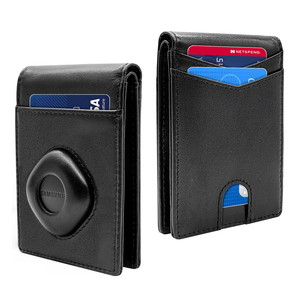 Portefeuille à deux volets bloquant RFID avec support Galaxy <span class=keywords><strong>SmartTag</strong></span> <span class=keywords><strong>Plus</strong></span>/<span class=keywords><strong>SmartTag</strong></span>, porte-cartes de crédit en cuir véritable avec boîte cadeau - Product Image 1