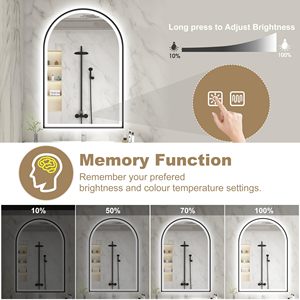 Frameless <b>LED</b> <b>Mirror</b> with a Silver <b>Mirror</b> Backing, Enhances <b>Light</b> Reflectivity for a Brighter Space - Product Image 3