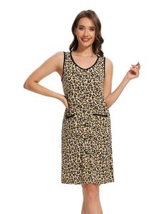 Liquidación de Pijamas: Camisón sin Mangas para Mujer, con Botones al Frente, Color Sólido, Largo hasta la Rodilla, Gran Venta de Liquidación - Product Image 5