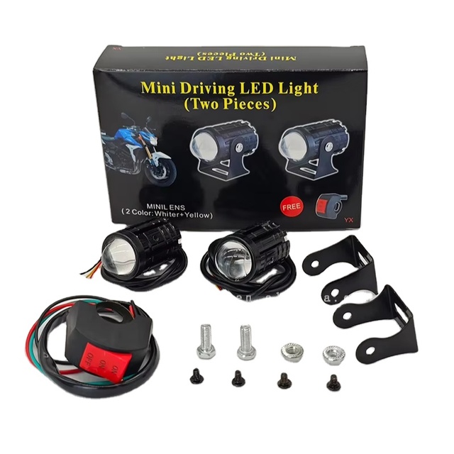 Auxiliary LED Mini Spot Light White/yellow Fog Lights IP67 Motorcycle Lamp Bulb Yellow Light Color Project