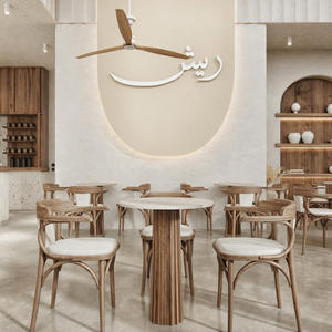 Diseño de Cafetería Wabi Sabi Personalizado, Muebles de Madera Natural para Cafetería, Mostrador Curvo, Solución Interior de Cafetería Minimalista Cálida y Lista para Usar en 3D - Product Image 3