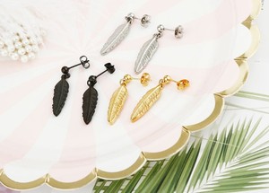 Orecchini alla moda per ragazzi orecchini a bottone con piume d'oro orecchini in acciaio inossidabile con bottone <span class=keywords><strong>100</strong></span> paia - Product Image 2