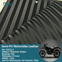 Langlebiges, Samtiges 0,7mm Semi-PU Synthetikleder, Streifenmuster mit Fischrücken-Verstärkung für Allwetter-Motorradsättel
