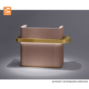 Tùy chỉnh chất lượng cao thép không gỉ MDF kính tiếp nhận bàn cho Thẩm mỹ viện trung tâm mua sắm chất lượng giới thiệu đồ nội thất - Product Image 6