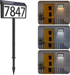 Letreros de Número de Casa con Luces LED Solares para Exteriores, Placa de Dirección Personalizada, Placa de Puerta Moderna con Energía Solar - Product Image 2