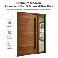 Porte d'entrée pivotante moderne en teck massif sur mesure, panneau horizontal de luxe, porte extérieure rotative de sécurité pour villa et hôtel