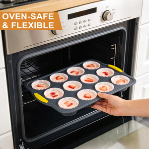 Disposable 12-cavity Cake <b>Baking</b> Pan Food Grade <b>Silicone</b> Muffin Cup Mold Rectangular Pudding Jelly Mold Bubble Shape Tools - Product Image 3