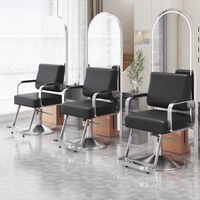 Chaise de barbier haut de gamme en acier inoxydable, réglable en hauteur, avec accoudoirs pivotants, nouveau style chinois pour salons de coiffure et barbiers