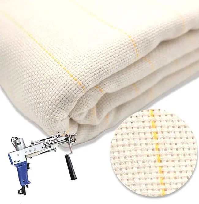 Rouleau de broderie blanc coton poly tapis support tufting tissu moines primaires tufting tissu pour tufting pistolet