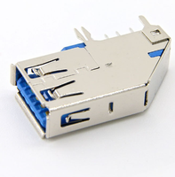 Prise latérale USB3.0 AF Base de corps longue Type de sertissage a 90 degrés Vertical Colle bleue Prise d'interface de transmission de données Connecteur USB