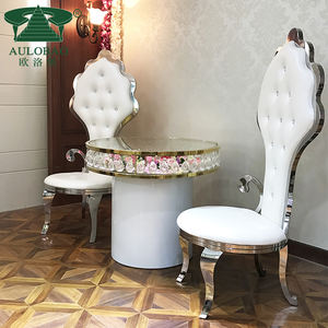 Chaises de trône de mariage en acier inoxydable argenté à dossier haut pour la mariée - Product Image 6