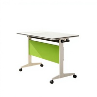 Table de formation pliante avec panneau de confidentialité, cadre blanc, roulettes vertes, pour réunions de bureau, salles de formation et bureaux