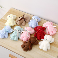 Serviette en peluche ours doux velours corail main et visage gant de toilette ensemble cadeau de mariage à la mode