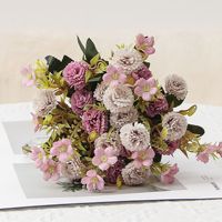 Direktverkauf ab Werk Realistische Handgefertigte Silberne Staubgold Künstliche Seidenrosen Hochzeits- & Heim-Dekorationsblumen Strauß