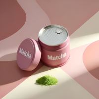 Boîte en métal ronde pour matcha, personnalisée, 30g, 50g, 100g, avec couvercle intérieur hermétique, qualité alimentaire, écologique, emballage en métal, directement de l'usine