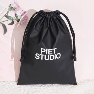 Custom Logo Printed Black <b>Drawstring</b> Pu Leather <b>Makeup</b> Power Bank Packaging <b>Bag</b> Waterproof Leather Cosmetic Pouch - Product Image 1