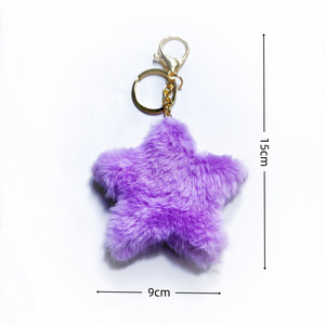 Adorable Simple Star Plush Keychain Hanging Accessory Small Gift Star Female Bag Car Key Hanging Decoration