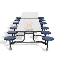 Table de cantine scolaire JS en métal, moderne, 12 places, pliable, extensible, usage commercial