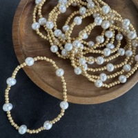 Bracelet moderne fait main en pierres précieuses baroques plaqué or avec perles d'eau douce, perles en acier inoxydable, bijoux pour femmes en pierres naturelles