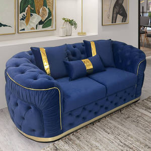 Fast Delivery High Quality Sectional Loveseat Comfortable Modern Blue Velvet Couch Fabric Sofa for Living Room <strong>Furniture</strong> - Product Image 3