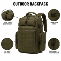 Mochila Táctica Personalizada Compatible con Bolsa de Hidratación, Multicompartimentos, Duradera, Ligera, para Emergencias, Campismo y Actividades al Aire Libre