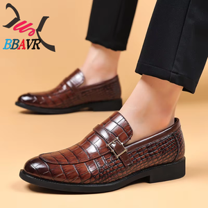Mocasines de Cuero Genuino para Hombre BBAVR, con Hebilla y Punta Cuadrada, Estampado Animal, Zapatos de Vestir, Casuales de Oficina, para Todas las Temporadas - Product Image 1