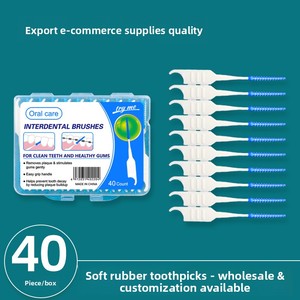 Spazzolino Interdentale per Spazi tra i Denti, 40 Pezzi, in Gomma Morbida con Impugnatura Facile da Impugnare, per Pulizia Orale e Rimozione della Placca Gengivale - Product Image 1